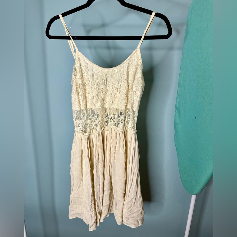 Cottagecore Mini Dress – Beige Floral